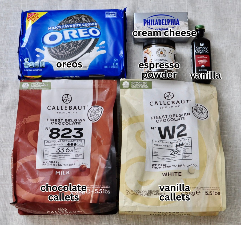 Ingredients for Oreo Truffles with Cream Cheese