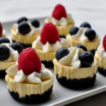 Mini Oreo Cheesecakes with Blueberries, Raspberries and Strawberries