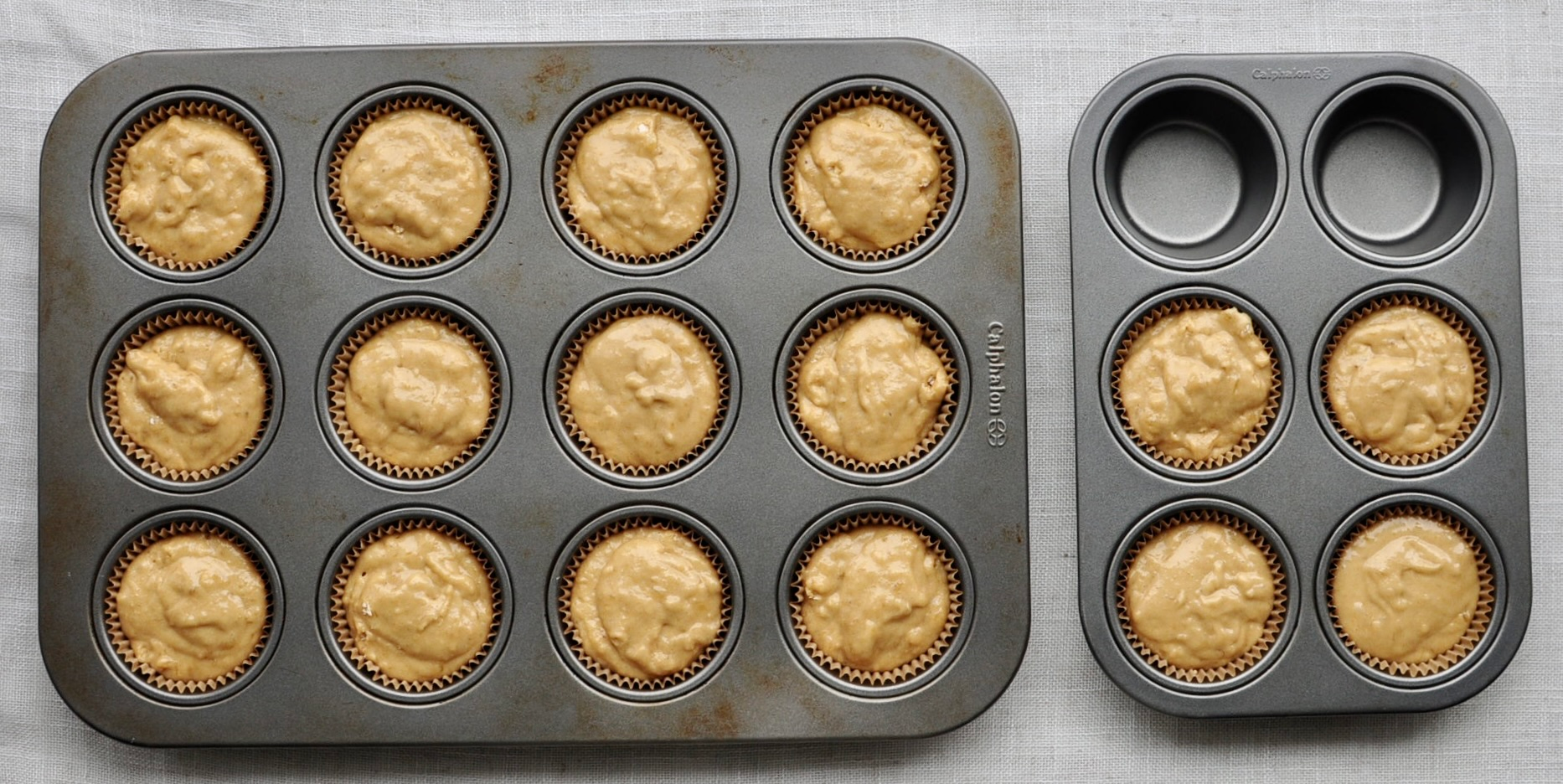 Miso Banana Muffins in Tin Before Baking