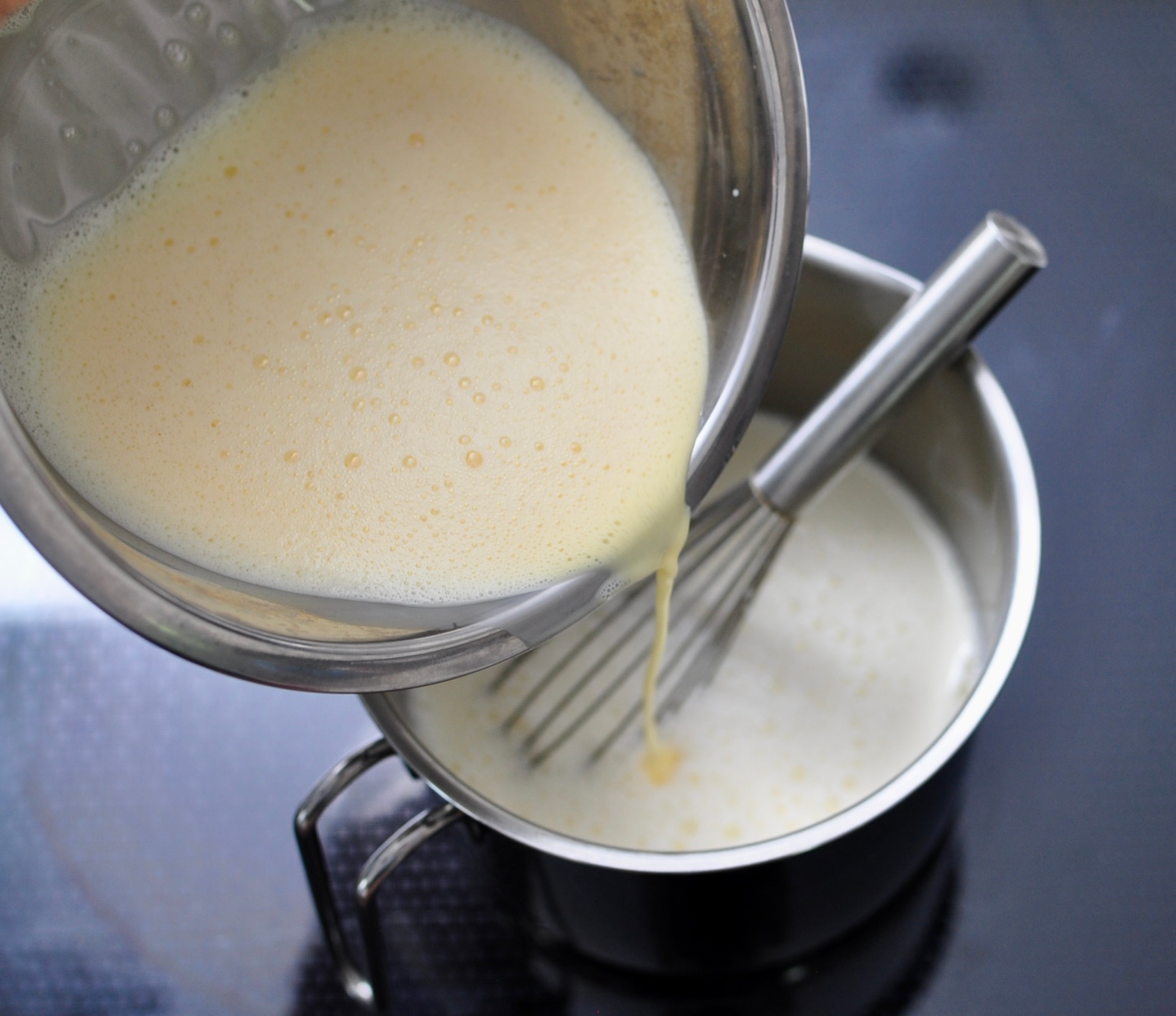 Temper Eggs Yolks for Homemade Guava Ice Cream Recipe