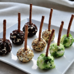 Truffle Cheese Balls with Pretzel Sticks