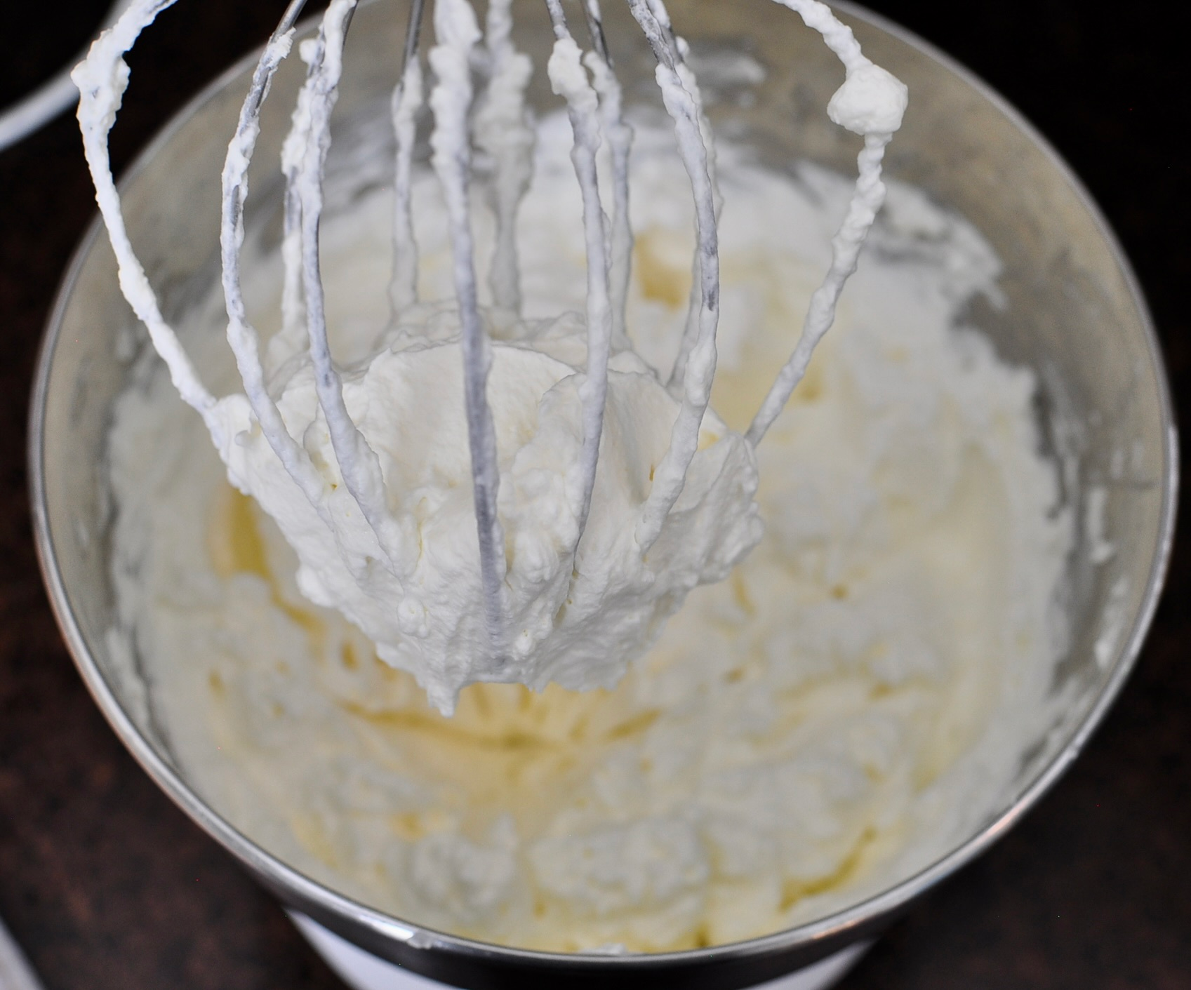 Whipped Heavy Cream and Cream Cheese for Berry Trifle