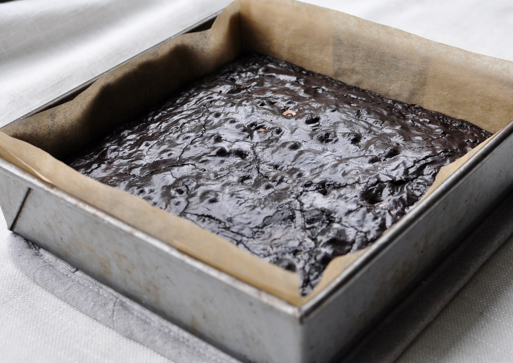 Black Cocoa Chewy Fudgy Brownie in Square Baking Pan