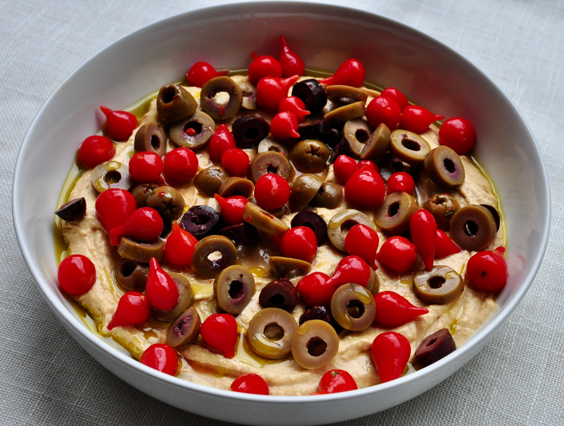 Easy Hummus Dip with Sweety Drops and Olives