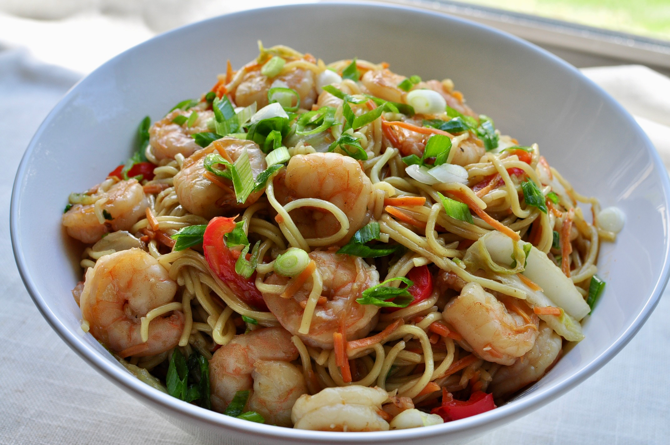 Homemade Shrimp Egg Noodles Vegetables Lo Mein Recipe