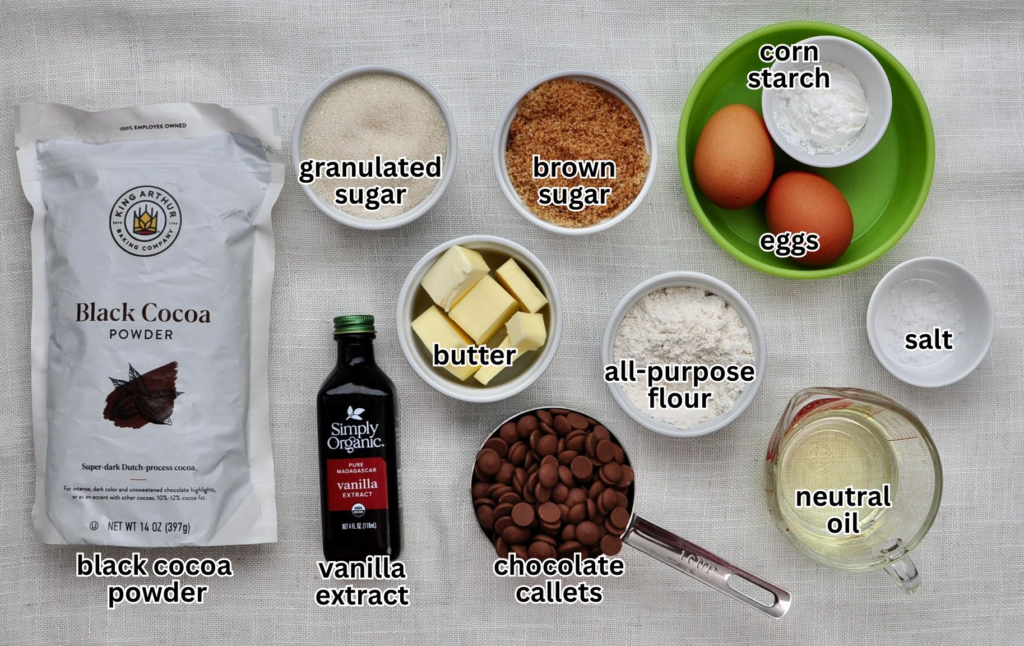 Ingredients for Chewy Black Cocoa Brownies Recipe