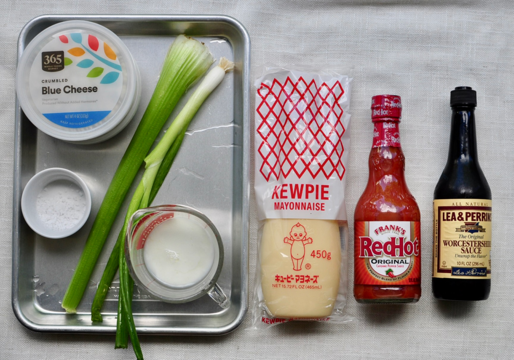 Ingredients for homemade blue cheese dressing