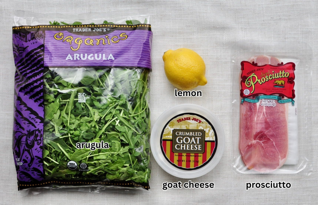 Ingredients for Prosciutto Arugula Goat Cheese Roll