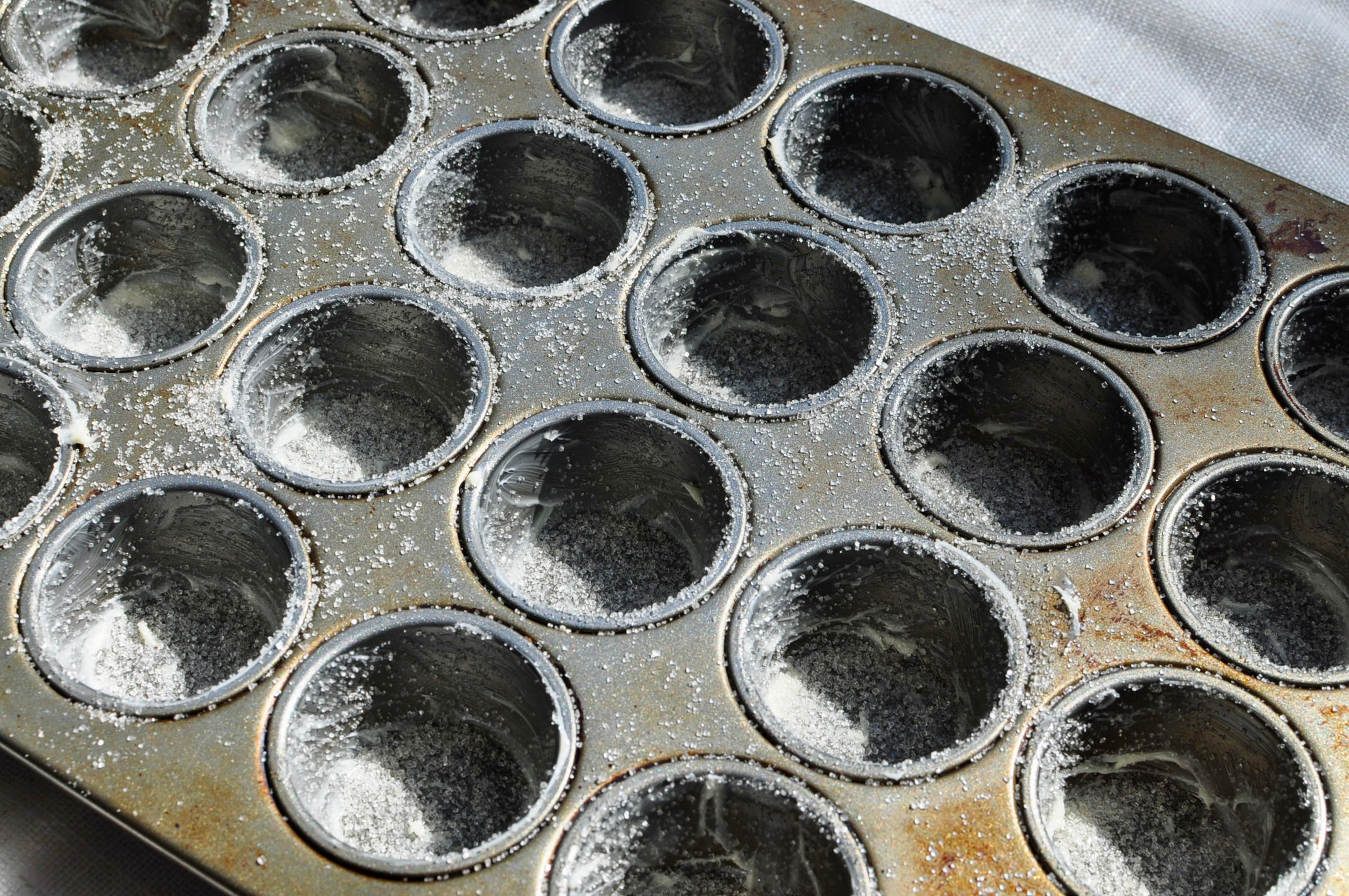 Mini Muffin Pan Buttered and Sugar for Shanghai Butter Mochi