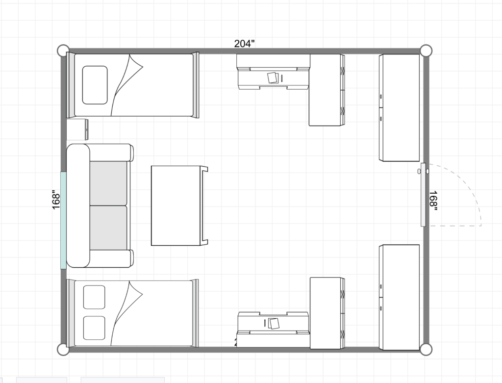 Room Planner for Boys Dorm Room Furniture Placement