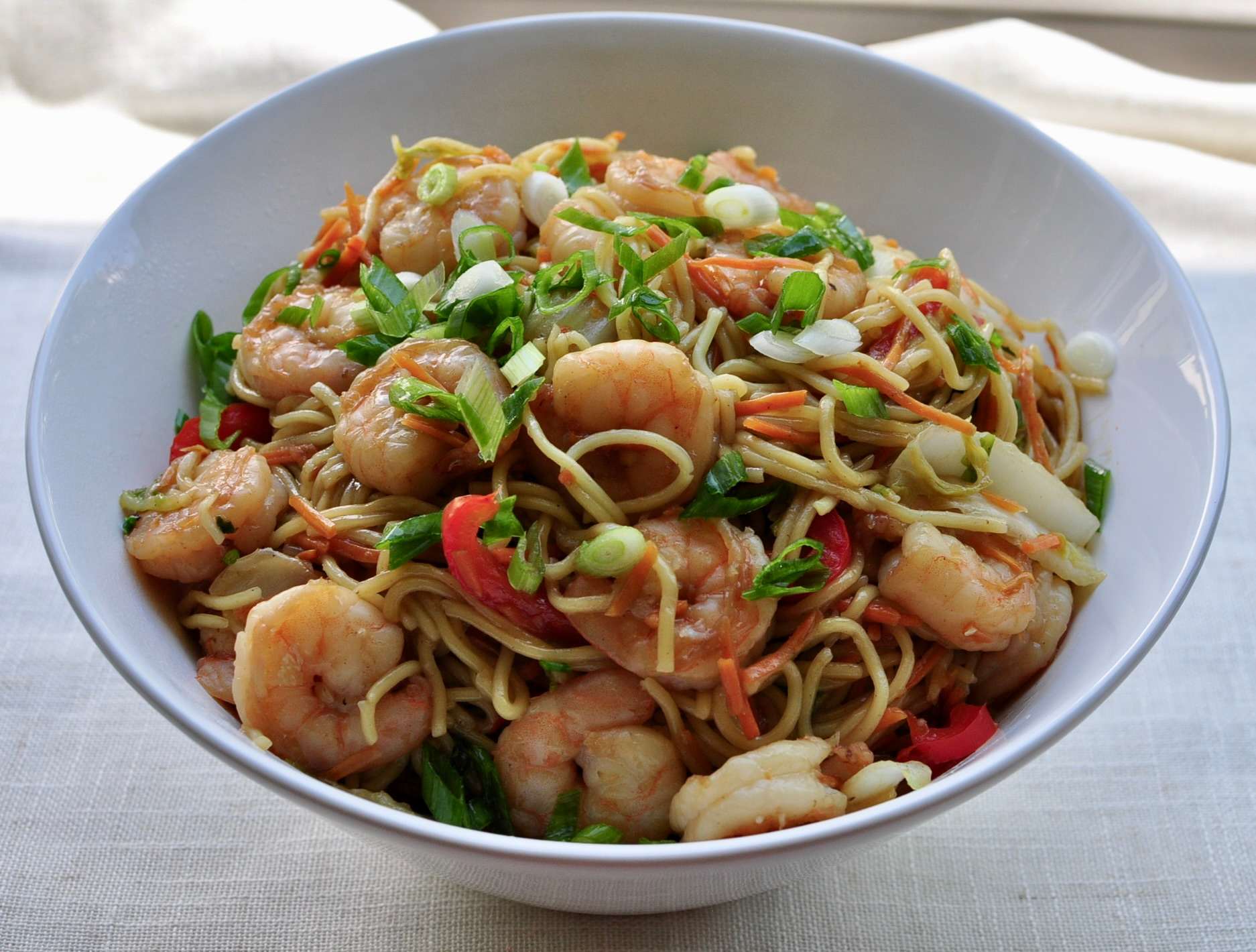Shrimp Vegetables Egg Noodle Lo Mein Recipe