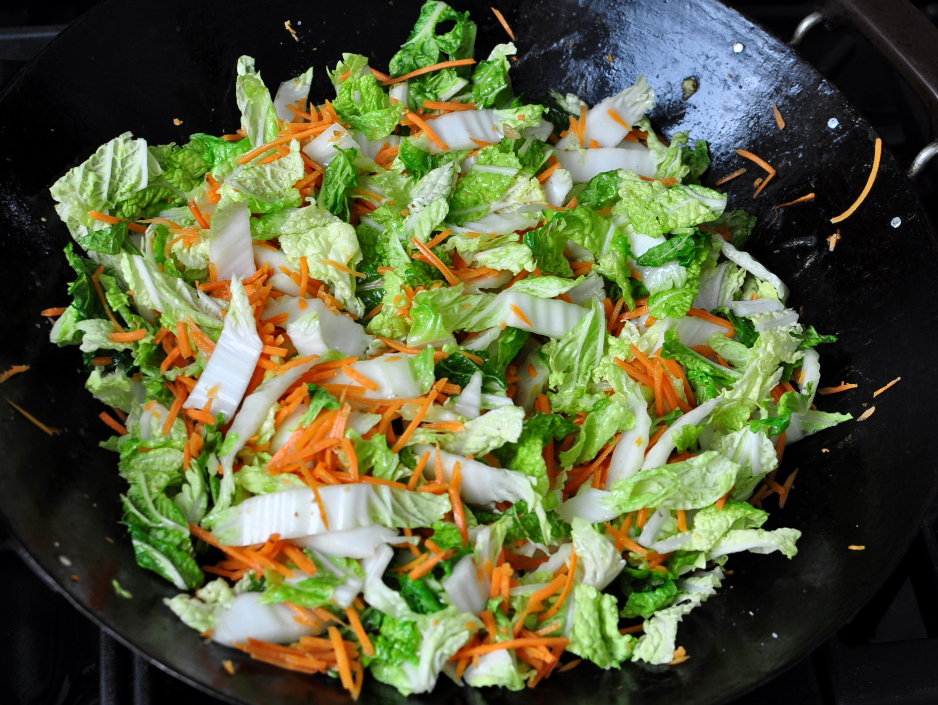 Stir Fry Carrots and Napa for Shrimp Lo Mein Recipe