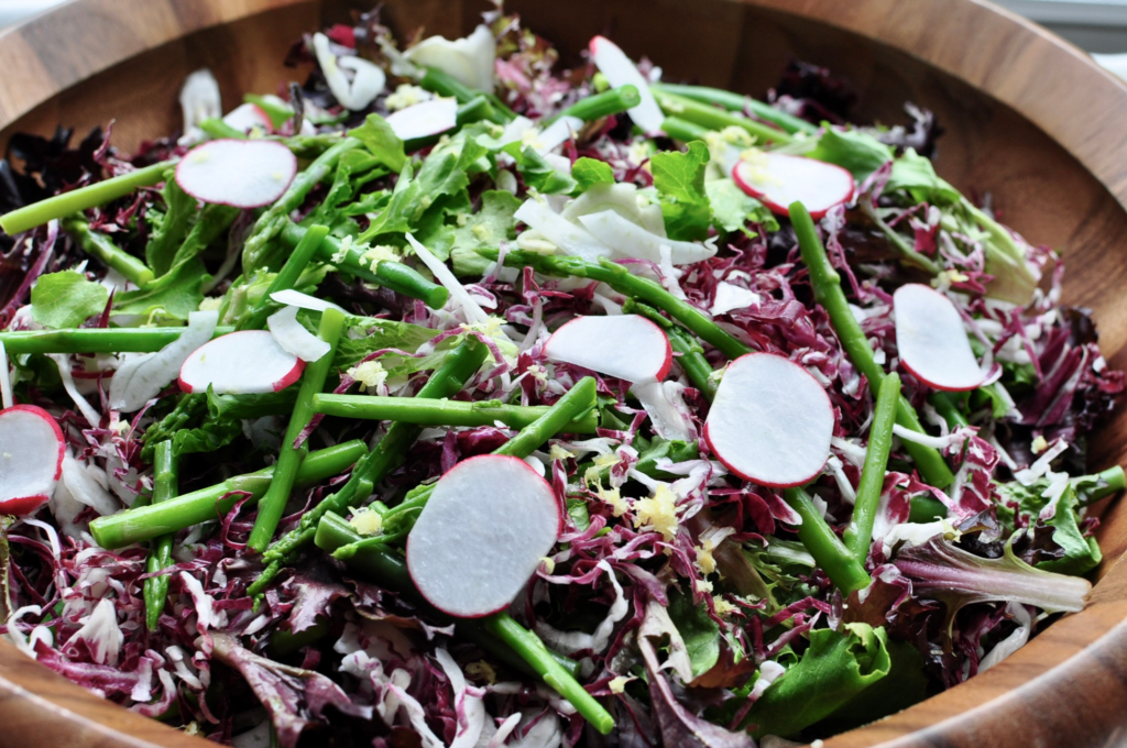 Balthazar Inspired Salad with Fennel Radicchio Radish Asparagus Truffle Oil